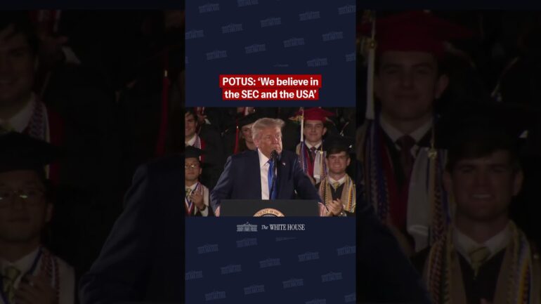 President Trump at the University of Alabama: "We believe in the SEC and the USA"