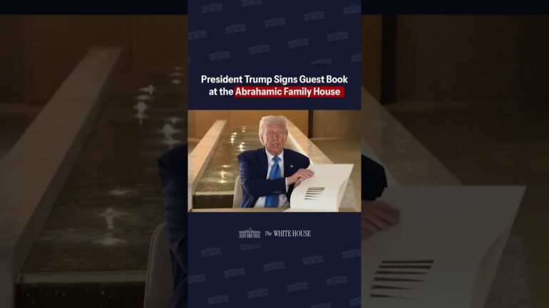 President Trump leaves a message of unity to the people of the UAE at the Abrahamic Family House.