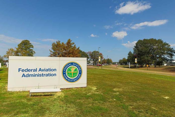 Federal Aviation Administration sign on green lawn