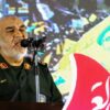RGC commander-in-chief Major General Hossein Salami speaks during a memorial service for slain Hezbollah leader Hasssan Nasrallah and his successor Hashem Safieddine at Tehran's Grand Mosque in Iran's capital Tehran on February 23, 2025. Iran's supreme leader Ayatollah Ali Khamenei vowed "resistance" against Israel as Tehran-backed Hezbollah held a funeral on February 23 in Beirut for Nasrallah, killed in an Israeli strike last year. (Photo by ATTA KENARE / AFP) (Photo by ATTA KENARE/AFP via Getty Images)