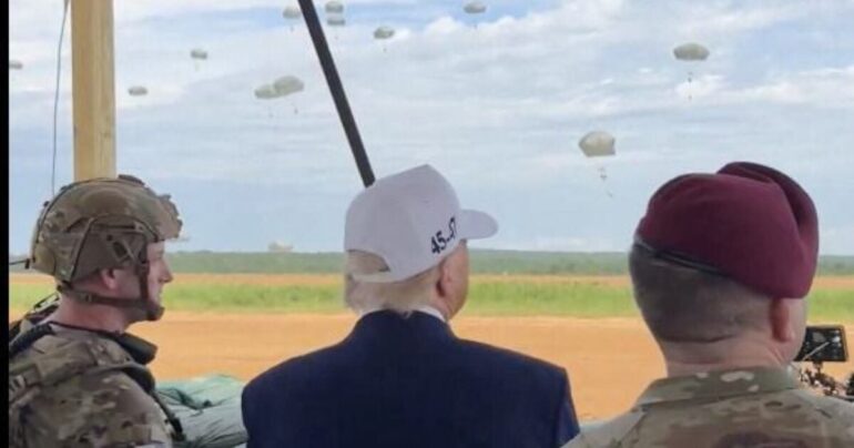 President Trump Watches Paratroopers During Visit To Fort Bragg * 100PercentFedUp.com * by Anthony T