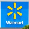 AUSTIN, TEXAS - MAY 15: In an aerial view, the logo of a Walmart Supercenter is seen on May 15, 2025 in Austin, Texas. Walmart surpassed first-quarter earnings estimate, while falling short of quarterly sales. Chief Financial Officer John David Rainey has said that consumers could begin to see price hikes as early as later this month due to the various newly enacted Trump administration tariffs. (Photo by Brandon Bell/Getty Images)