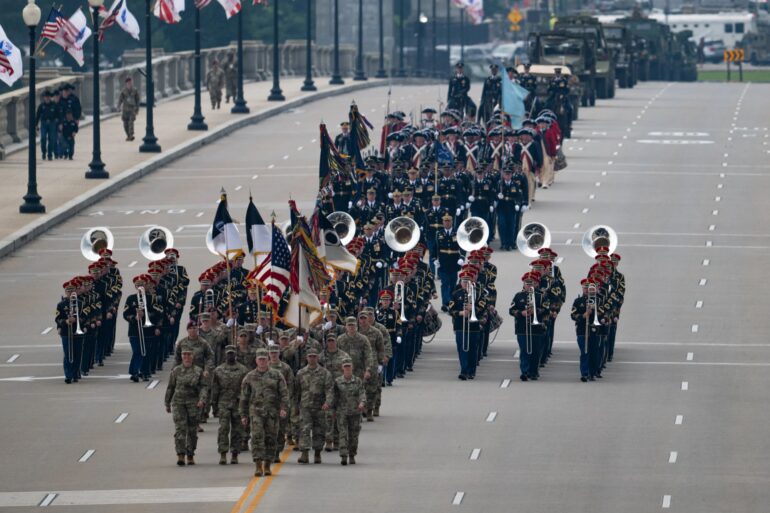 Politics: army's 250th anniversary parade was a celebration of america