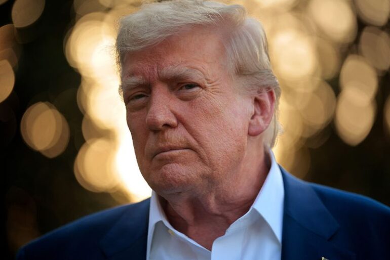 WASHINGTON, DC - JUNE 24: U.S. President Donald Trump speaks to reporters before boarding the Marine One presidential helicopter and departing the White House on June 24, 2025 in Washington, DC. Less than 12 hours after announcing a ceasefire between Israel and Iran, Trump is traveling to the Netherlands to attend the NATO leaders' summit. (Photo by Chip Somodevilla/Getty Images)