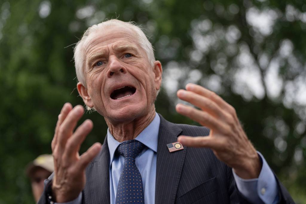 Peter Navarro, Senior Counselor to the President for Trade and Manufacturing walks to speak to the media at the White House in Washington, DC, May 29, 2025.