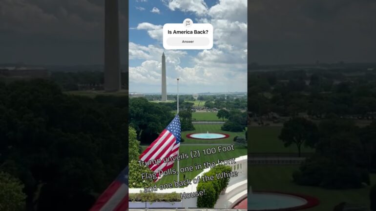 President Trump unveiled 2 new flag polls at the White House! #whitehouse #USA