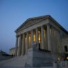 WASHINGTON, DC - JUNE 28: The U.S. Supreme Court is shown at dusk on June 28, 2023 in Washington, DC. The high court is expected to release more opinions tomorrow ahead of its summer recess, with cases involving affirmative action and student loan debt relief still to be decided. (Photo by Drew Angerer/Getty Images)