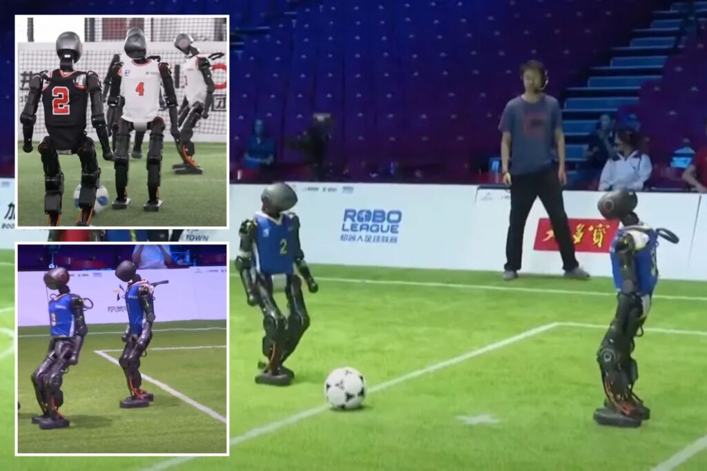 Science & tech: humanoid robots compete in 3 on 3 soccer game