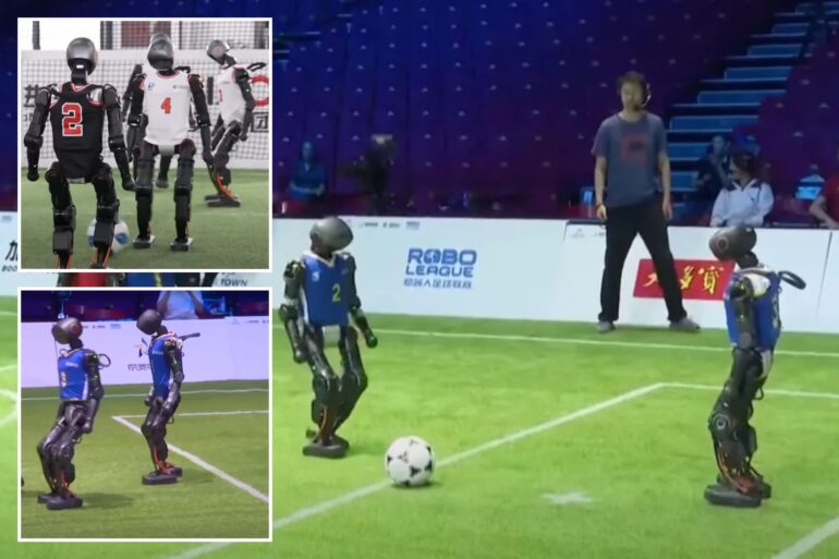 Science & tech: humanoid robots compete in 3 on 3 soccer game