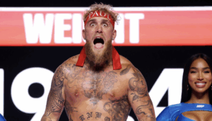 ANAHEIM, CALIFORNIA - JUNE 27: Jake Paul weighs in ahead of his fight against Julio Cesar Chavez Jr at Honda Center on June 27, 2025 in Anaheim, California. (Photo by Cris Esqueda/Golden Boy/Getty Images)