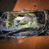 Burned and cracked Samsung Galaxy Note 7.