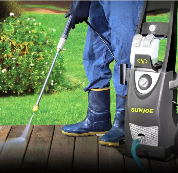 The Sun Joe pressure washer is a portable, electric machine. Get it on sale.