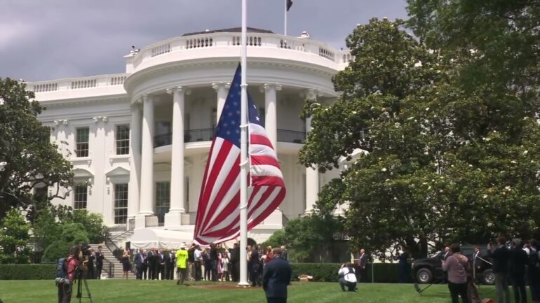 President Trump Participates in the Raising of the American Flag on the South Lawn