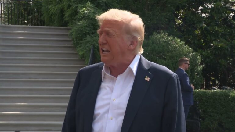 President Trump Gaggles with Press Before Departing the White House, July 11, 2025