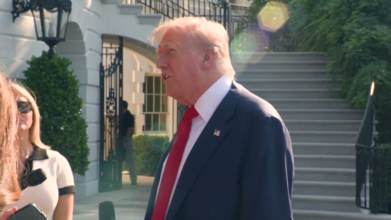 President Trump Gaggles with Press Before Departing the White House, July 25, 2025