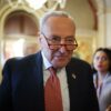 WASHINGTON, DC - MARCH 13: Senate Minority Leader Chuck Schumer (D-NY) leaves the Democratic caucus lunch at the U.S. Capitol on March 13, 2025 in Washington, DC. On Wednesday Senate Democrats, not in line with the continuing resolution passed by House Republicans providing a six-month funding extension to avert a government shutdown, proposed an alternate plan that would fund the government in the short term through April 11. (Photo by Kayla Bartkowski/Getty Images)