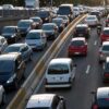 Traffic jam on a multilane highway.
