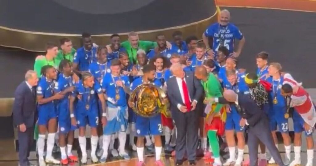 President Trump Refuses To Leave Stage During FIFA World Cup Trophy Ceremony * 100PercentFedUp.com * by Anthony