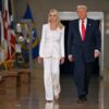 US President Donald Trump and US Attorney General Pam Bondi (L) arrive to speak at the Department of Justice in Washington, DC, on March 14, 2025. (Photo by ROBERTO SCHMIDT / AFP) (Photo by ROBERTO SCHMIDT/AFP via Getty Images)