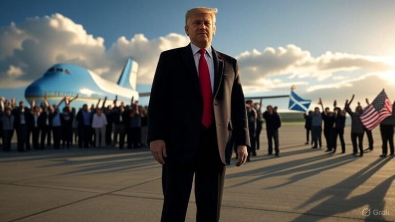 Politics: huge scottish crowd erupts into standing ovation for president