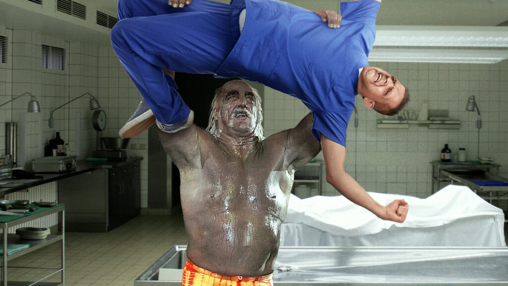 Satire news: hulk hogan’s spasming cadaver body slams mortician