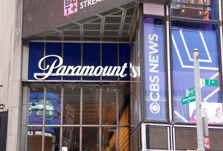 Paramount sign at its New York City headquarters.