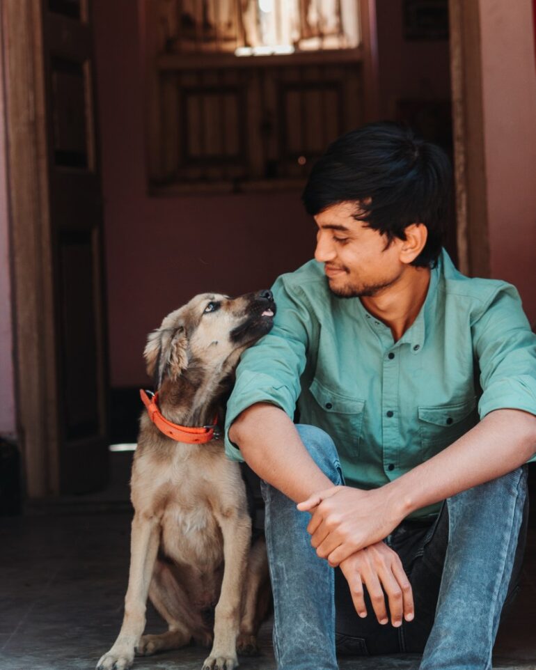 man with his dog