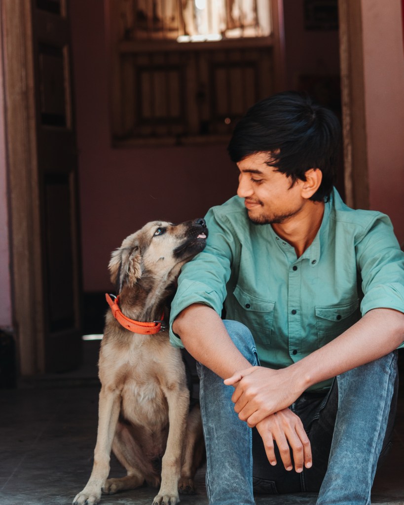 man with his dog