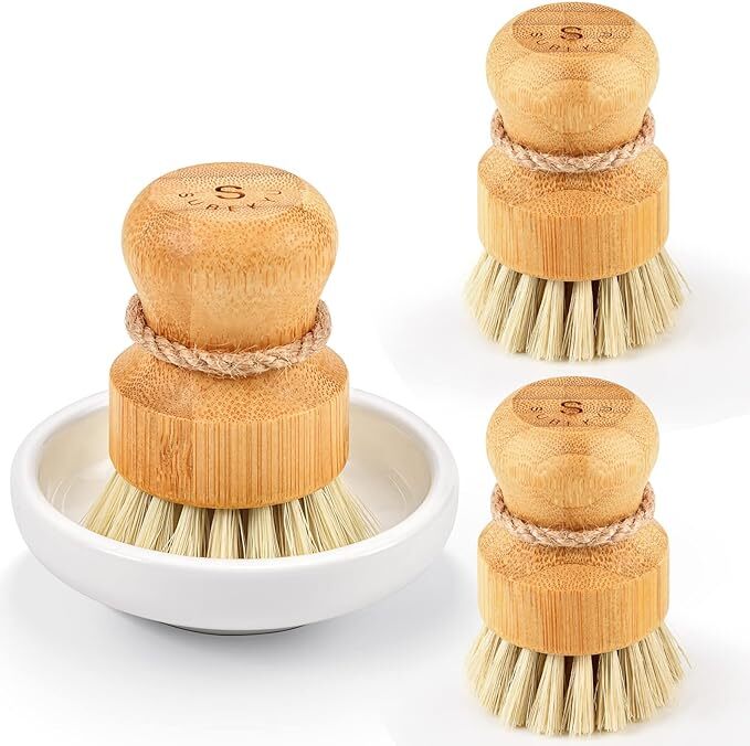 A set of three Subekyu bamboo dish brushes.