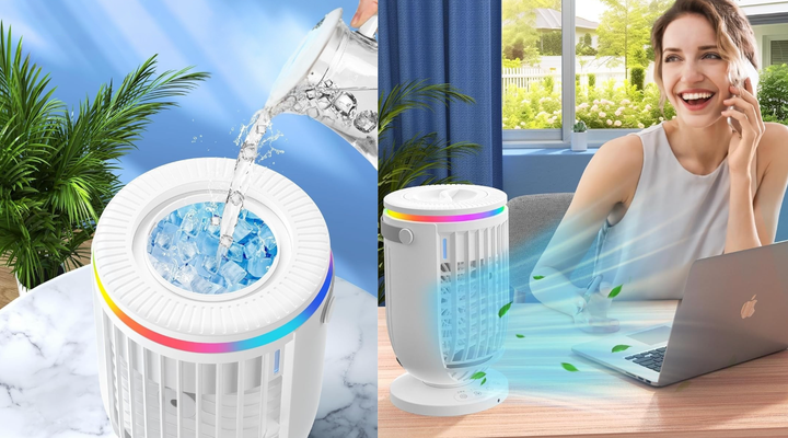 Pour water into the top and enjoy the cool air.