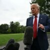US President Donald Trump speaks to the press before boarding Marine One on the South Lawn of the White House in Washington, DC, on August 1, 2025. Trump is travelling to New Jersey to spend the weekend at his Bedminster residence. (Photo by Jim WATSON / AFP) (Photo by JIM WATSON/AFP via Getty Images)