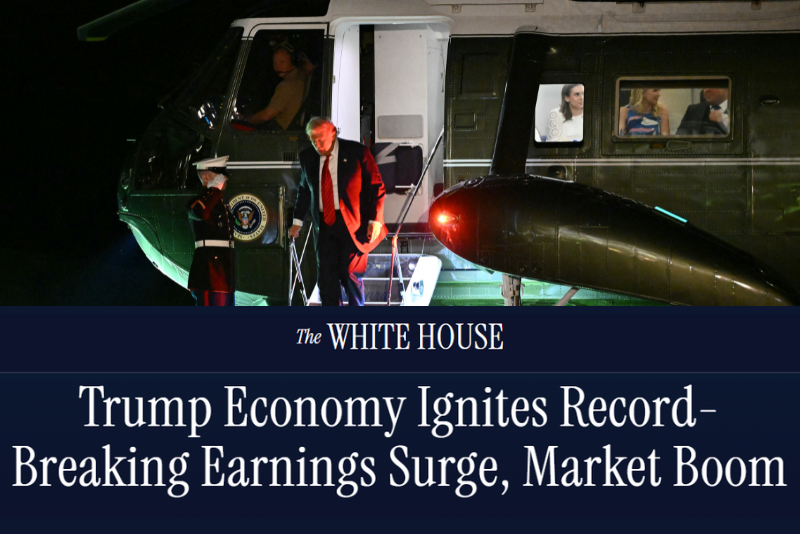 WH announces ‘Record-Breaking’ U.S. earnings, with stock market experiencing ‘significant gains’ under Trump admin