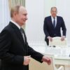 Vladimir Putin and Sergei Lavrov meeting with India's Minister of External Affairs.