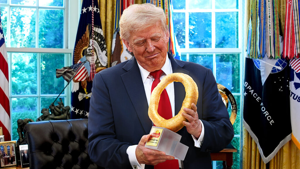Satire news: frito lay ceo gifts trump gold funyun