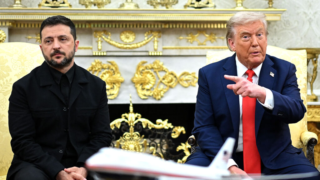 Satire news: trump negotiates with zelensky exclusively through pointing