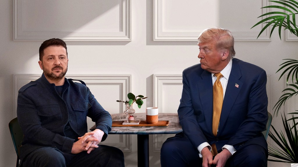 Satire news: trump, zelensky sit across from each other in
