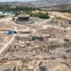 Archaeological excavation at ancient Shiloh showing ongoing dig work at the biblical site where the Tabernacle and Ark of the Covenant is thought to have once stood.