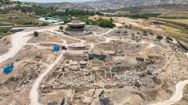 Archaeological excavation at ancient Shiloh showing ongoing dig work at the biblical site where the Tabernacle and Ark of the Covenant is thought to have once stood.