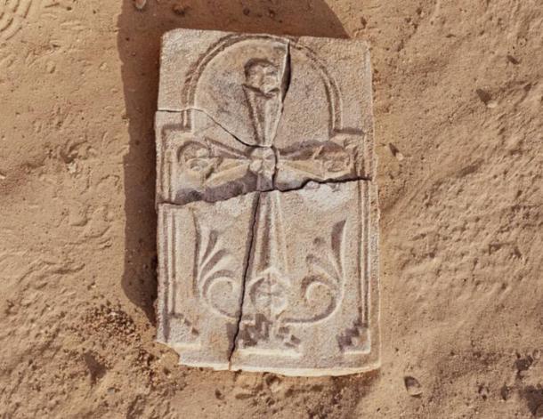 Christian Cross plaque found on Sir Bani Yas Island, Abu Dhabi, UAE.