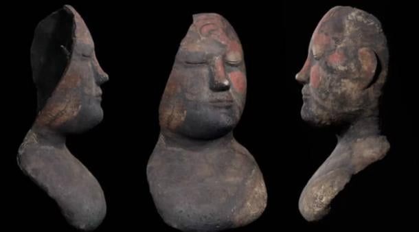 Various aspects of the Tashtyk funerary mask without digital restoration.