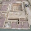 Aerial view of the Eastern Baths excavation site at La Alcudia, Spain