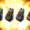 Drop Pods in a variety of colors, corresponding to rarity