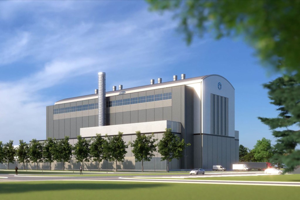 Illustration of a Kairos Power nuclear power plant.