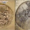 Overhead views of Stone Age pits filled with human skeletons excavated in France