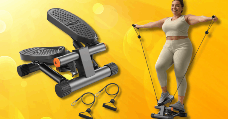 Travel & lifestyle: this mini stepper with resistance bands is