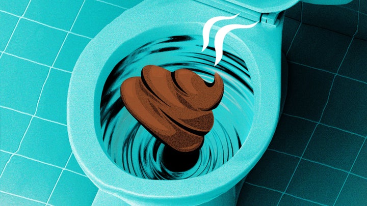 Healthy bowel movements sink to the bottom of the toilet bowl.