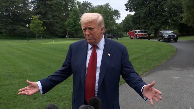 President Trump Gaggles with Press Before Departing the White House, Aug. 1, 2025
