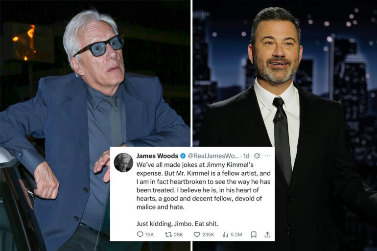 Gossip & rumors: actor james woods bashes jimmy kimmel in