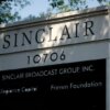 COCKEYSVILLE, MARYLAND - JULY 17: The sign for Sinclair Broadcast Group, Inc. is seen near their headquarters on July 17, 2024 in Cockeysville, Maryland. Sinclair is the second-largest television station operator in the U.S., with 193 stations across the country in over 100 markets. (Photo by Kevin Dietsch/Getty Images)