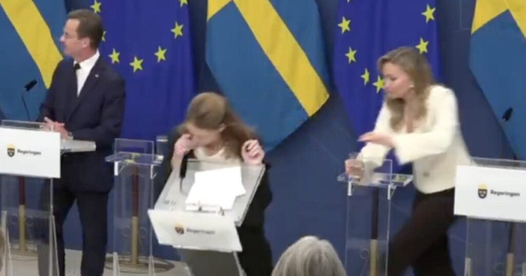Sweden's Health Minister Collapses During Press Conference * 100PercentFedUp.com * by Andi